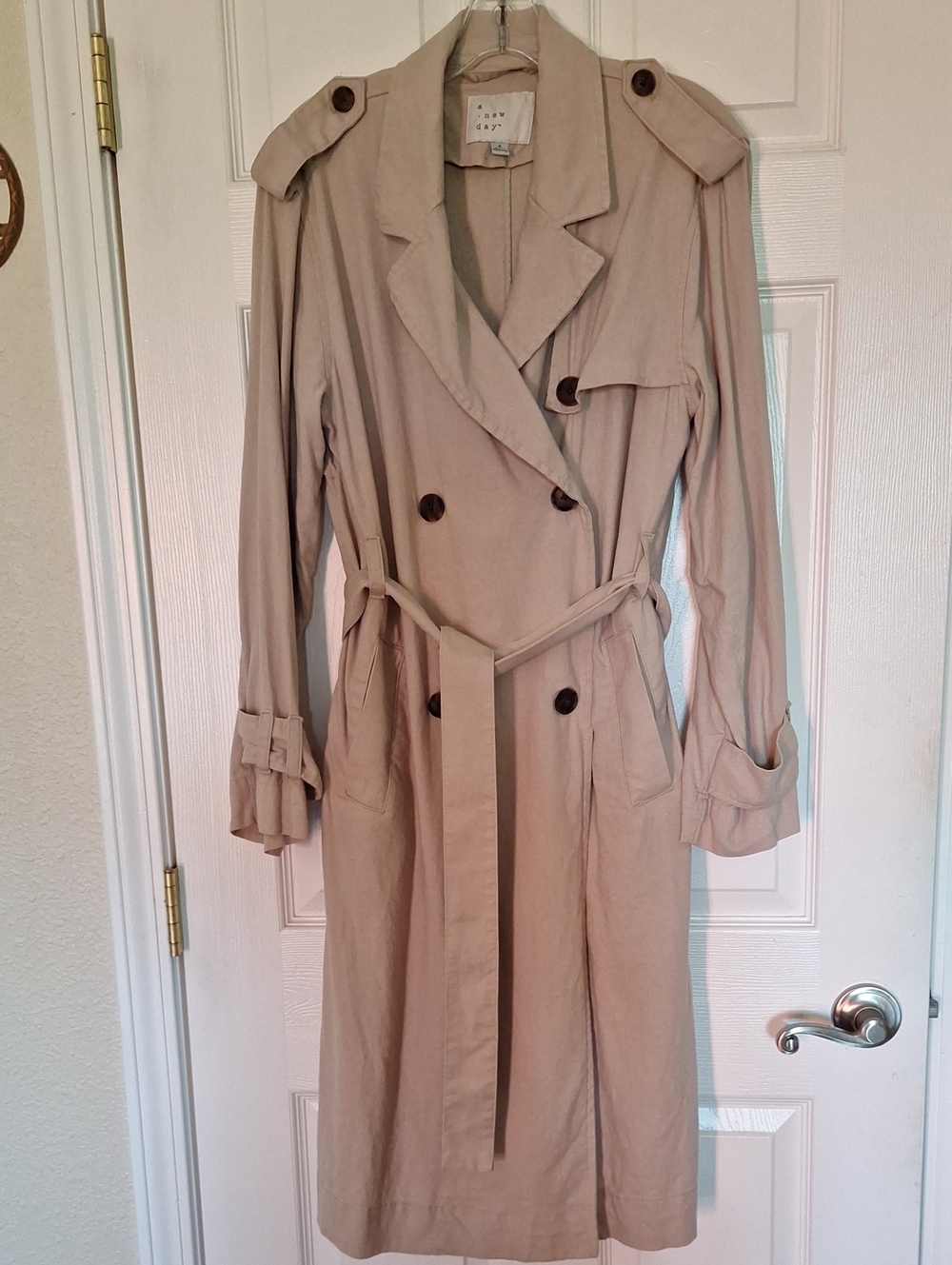 Lightweight Beige Trench Coat Dress with Belt